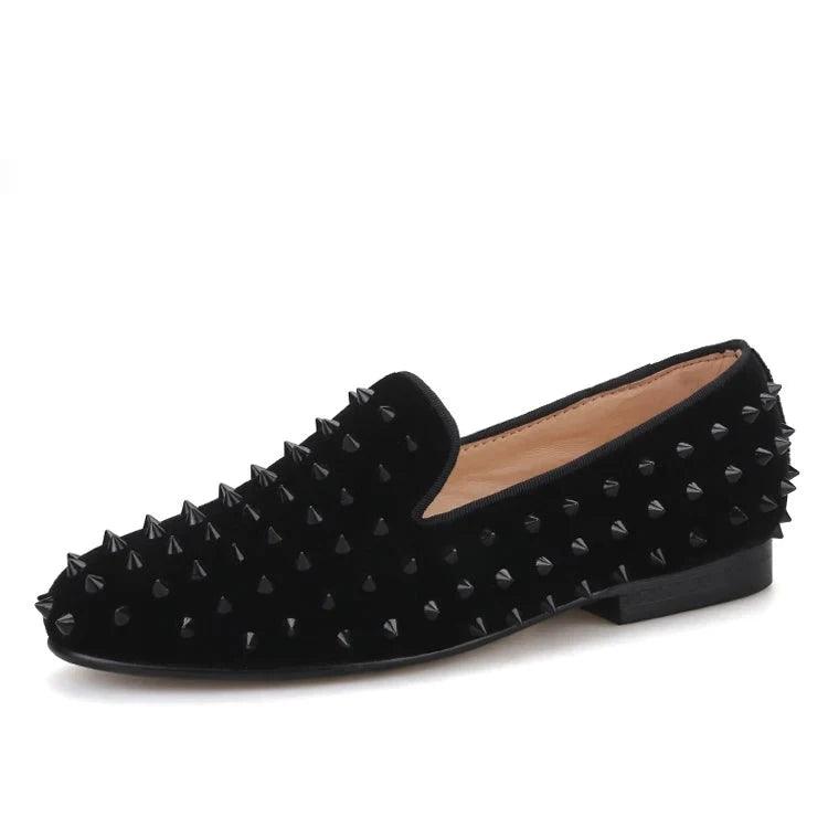 Velvet Women's Loafers with Spikes