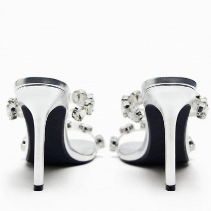 Women Sandals Shiny Rhinestone Heels