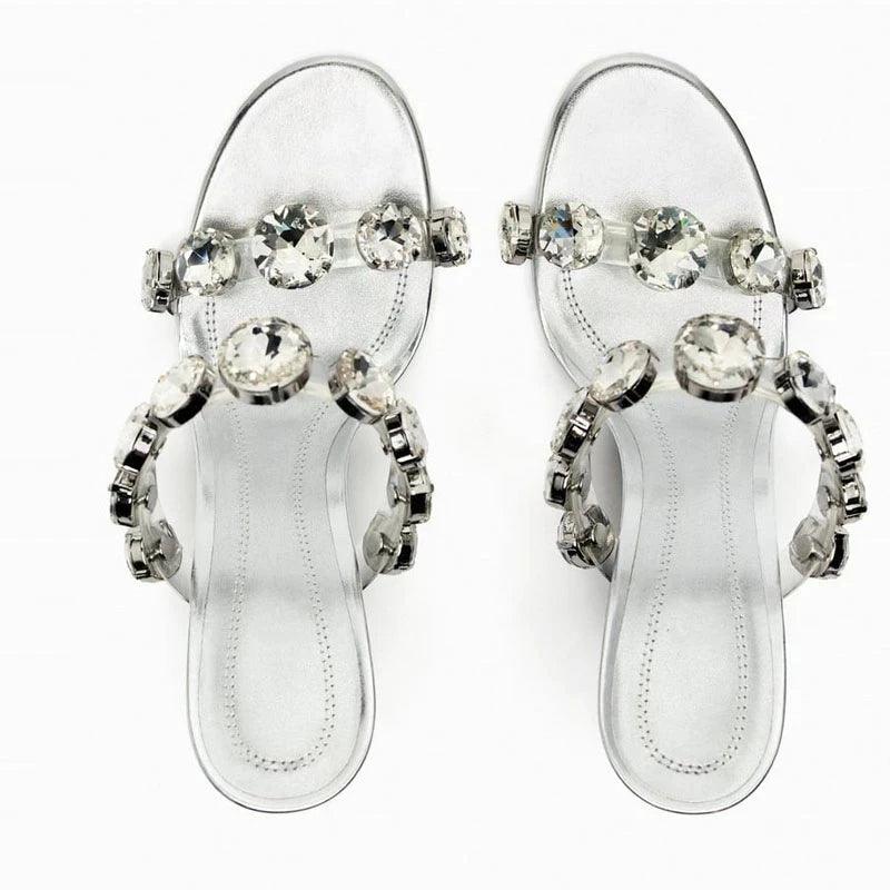 Women Sandals Shiny Rhinestone Heels