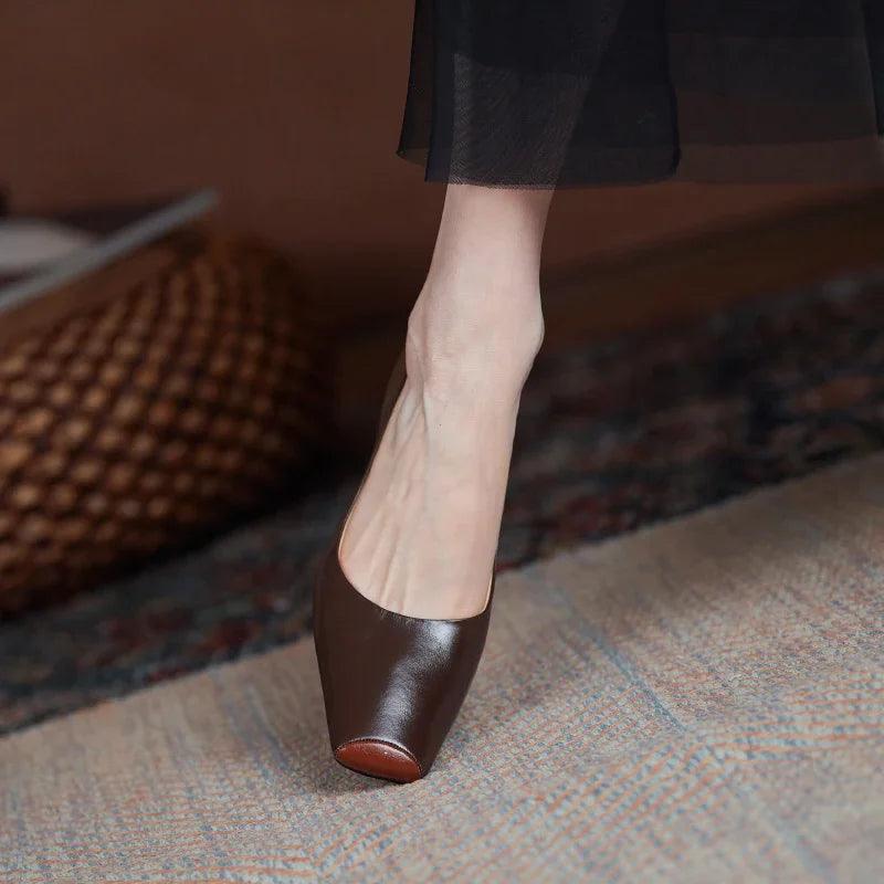 Women’s Leather Square Toe Pumps