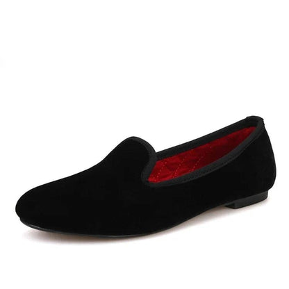 Women's Velvet Loafers Red Insoles