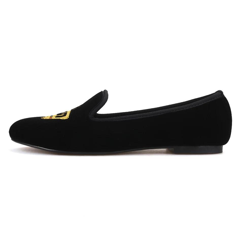 Women's Velvet Loafers with Crown