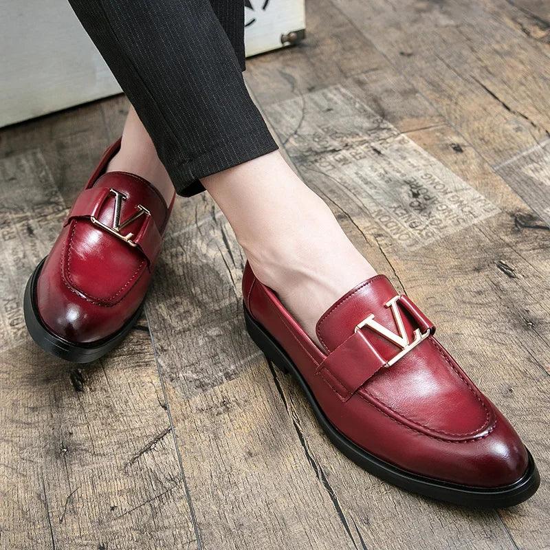 Casual Leather Buckled Men Loafers - - Guocali