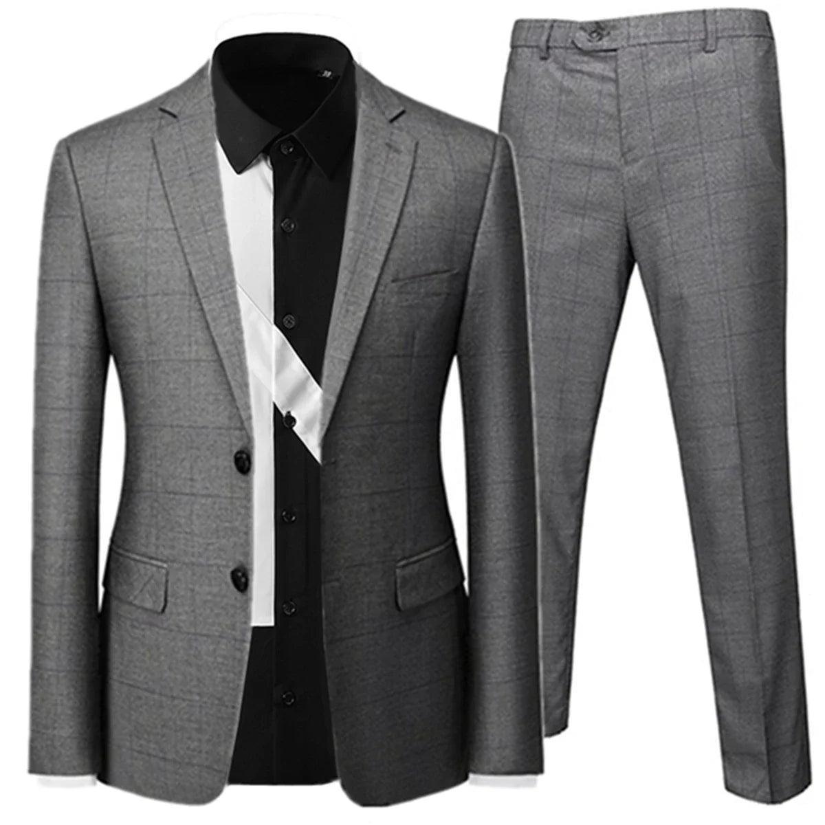 Checked Men Suit - Business Formal Attire - Checked Suit - Guocali