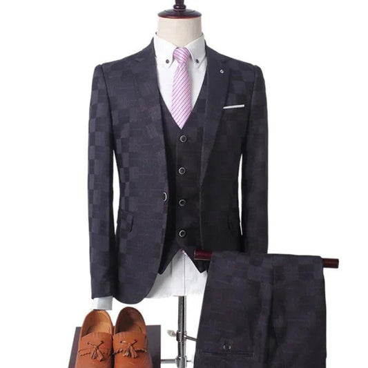 Checked Men Suit - Business Style Slim Fit - Checked Suit - Guocali