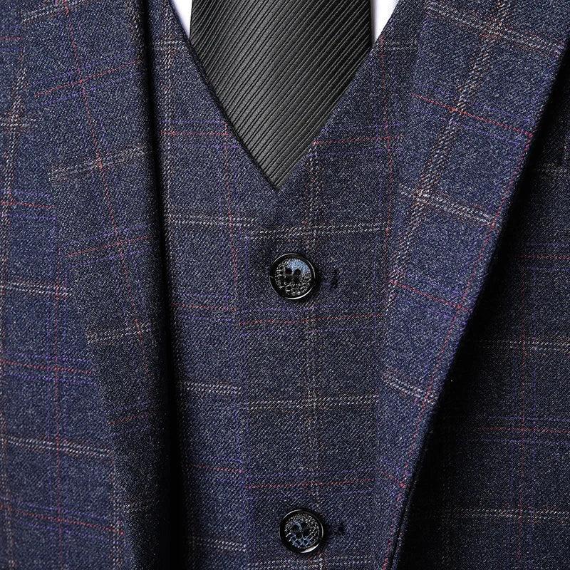 Classy Plaid Men Suit - Formal Business Attire - Checked Suit - Guocali