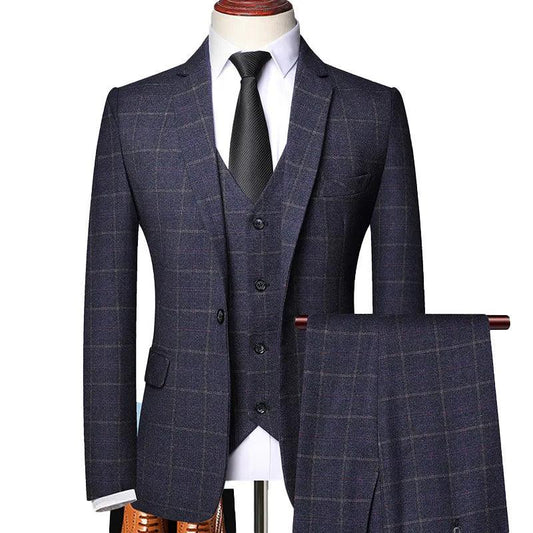 Classy Plaid Men Suit - Formal Business Suit - Checked Suit - Guocali