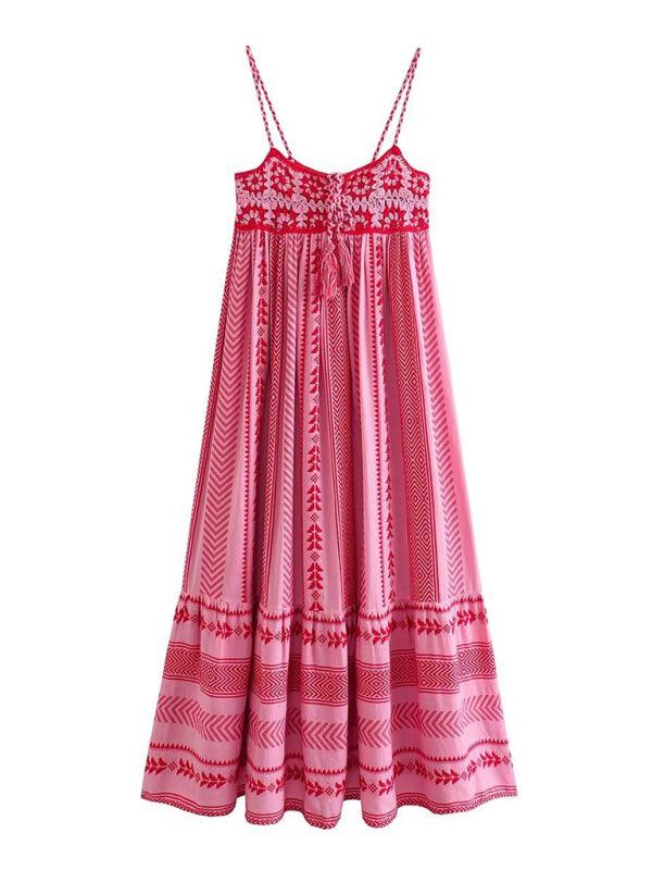 Crochet Patchwork Knitted Ethnic Slip Dress - Slip Dress - Guocali