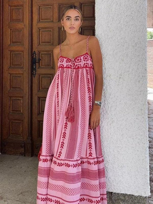 Crochet Patchwork Knitted Ethnic Slip Dress