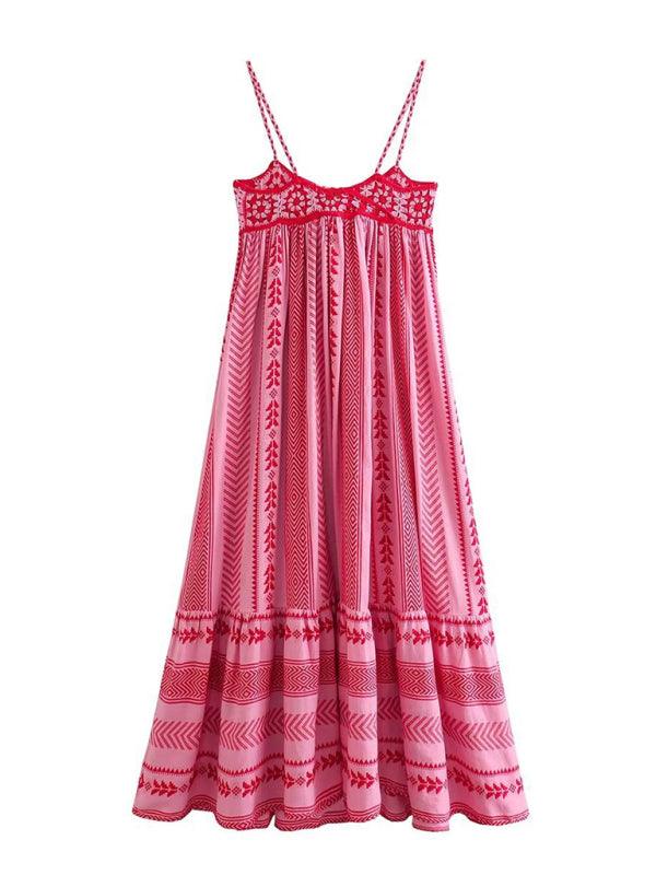 Crochet Patchwork Knitted Ethnic Slip Dress