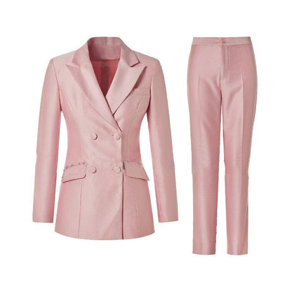 Double-Breasted Business Pantsuit - Women Trouser Suits - Trouser Suit - Pantsuit - Guocali