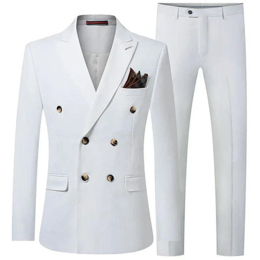 Double Breasted Solid Business Men Suit - Double-Breasted Suit - Guocali