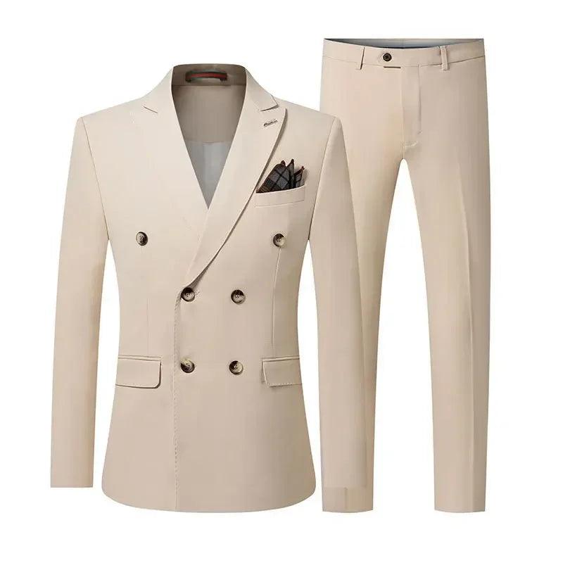 Double-Breasted Solid Men Suit - Business Formal - Double-Breasted Suit - Guocali