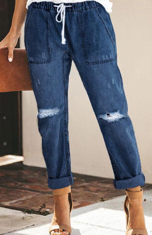 Drawstring Jeans Waist Jeans - Drawstring Jeans - Guocali