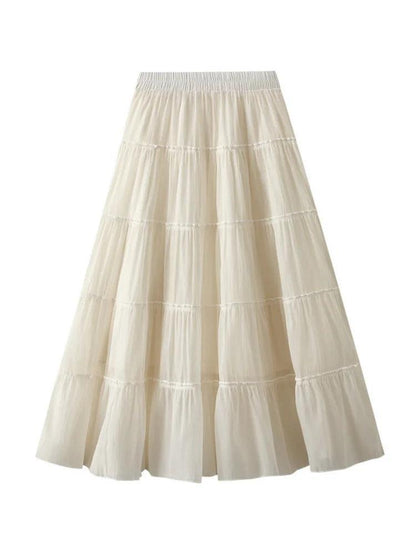 Elastic High-Waisted A-Line Skirt - A-Line Skirt - Guocali