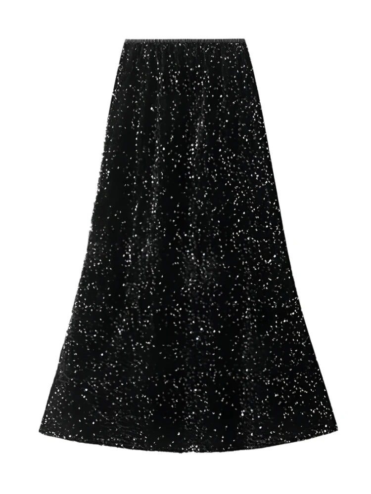 Elegant Fishtail Sequin Skirt Fairy Wind Corduroy - Sequin Skirt - Guocali