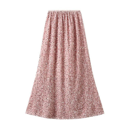 Elegant Fishtail Sequin Skirt Fairy Wind Corduroy - Sequin Skirt - Guocali