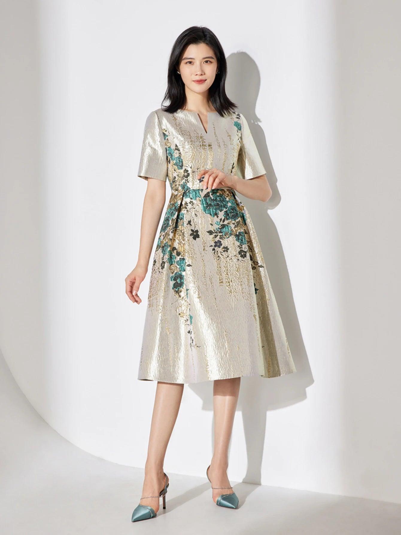 Elegant Floral Women’s Midi Dress - Midi Dress - Guocali