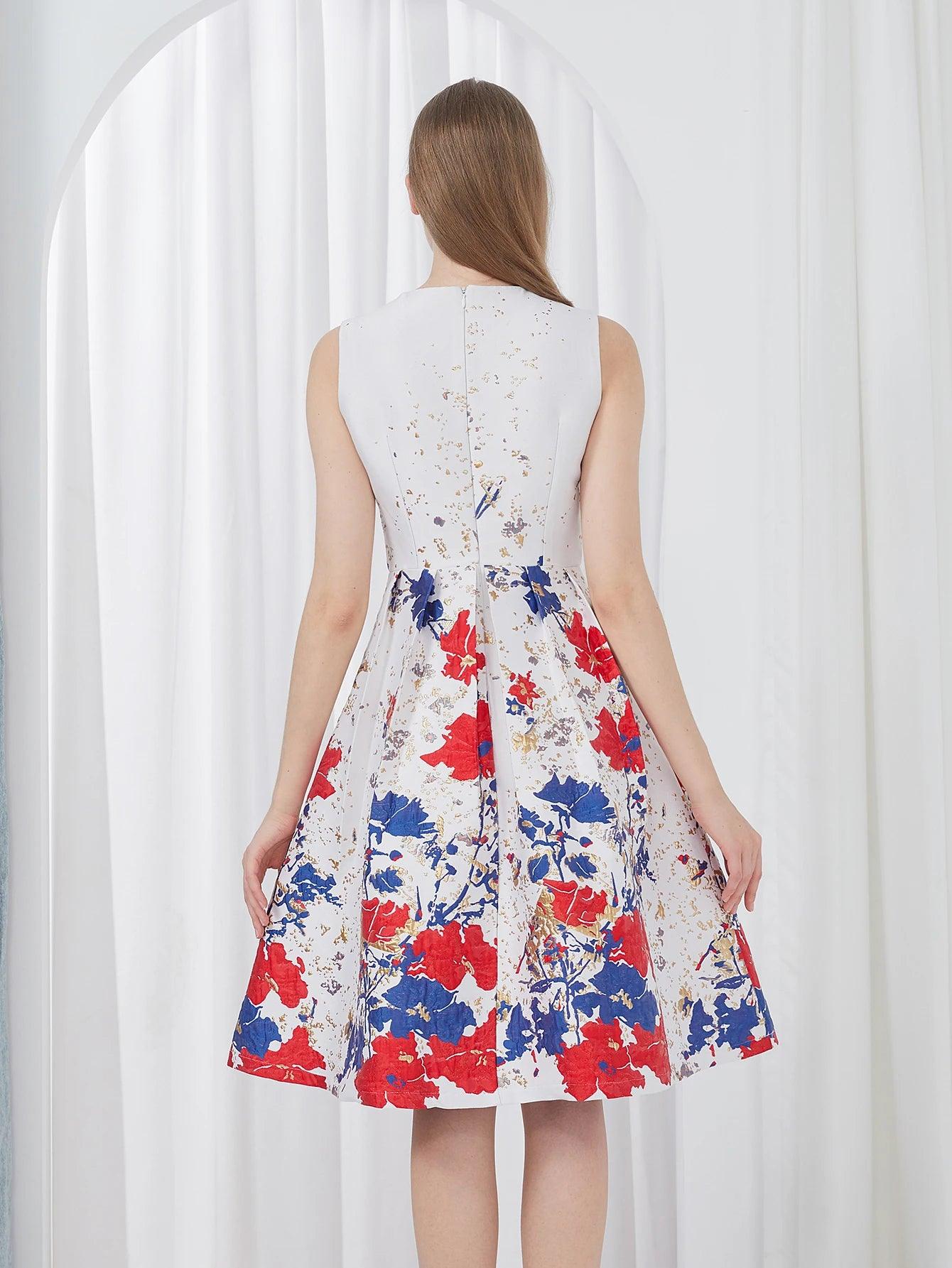 Elegant Flower Jacquard Party Dress - Party Dress - Guocali