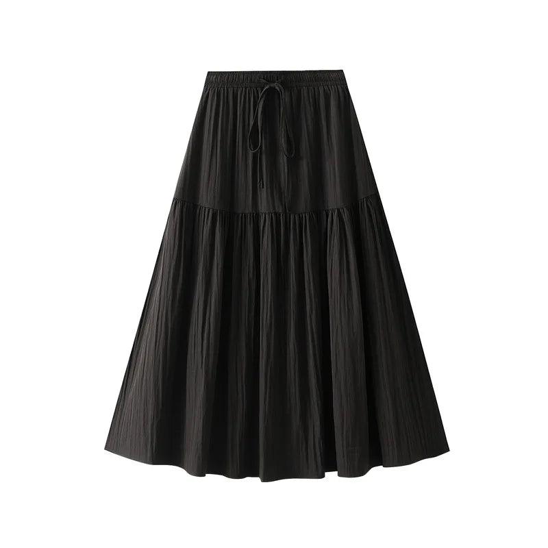 Elegant Lace-Up Elastic Pleated Skirt - Pleated Skirt - Guocali