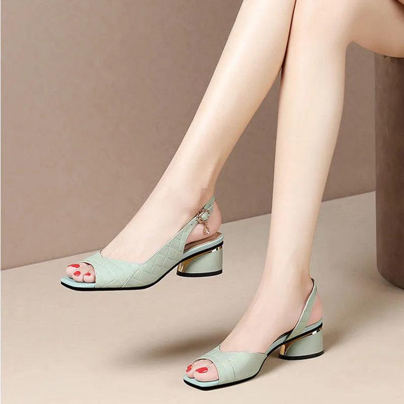 Elegant Low Heeled Women Sandals - - Guocali