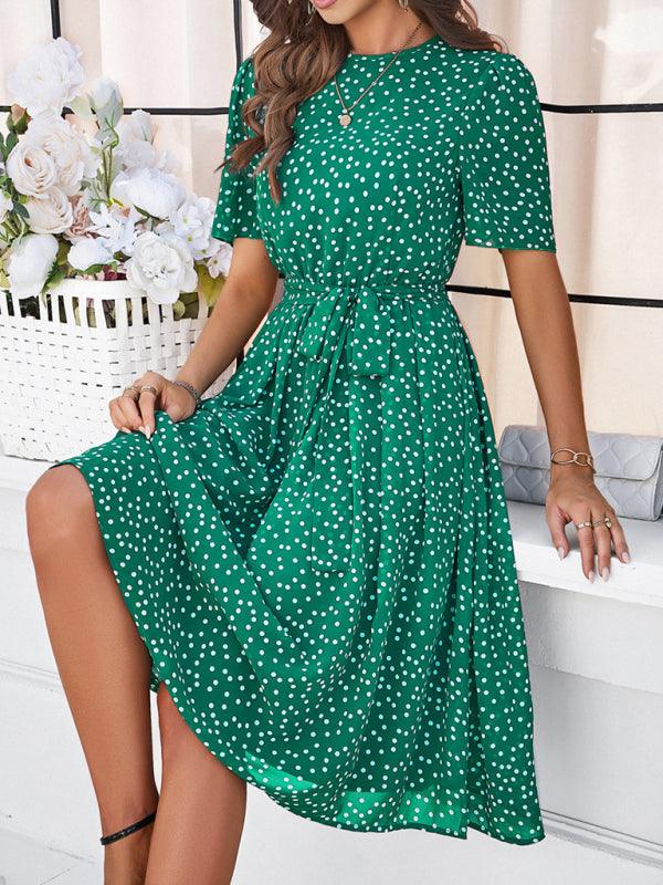 Elegant Polka Dot Print Strappy Dress - Strappy Dress - Guocali