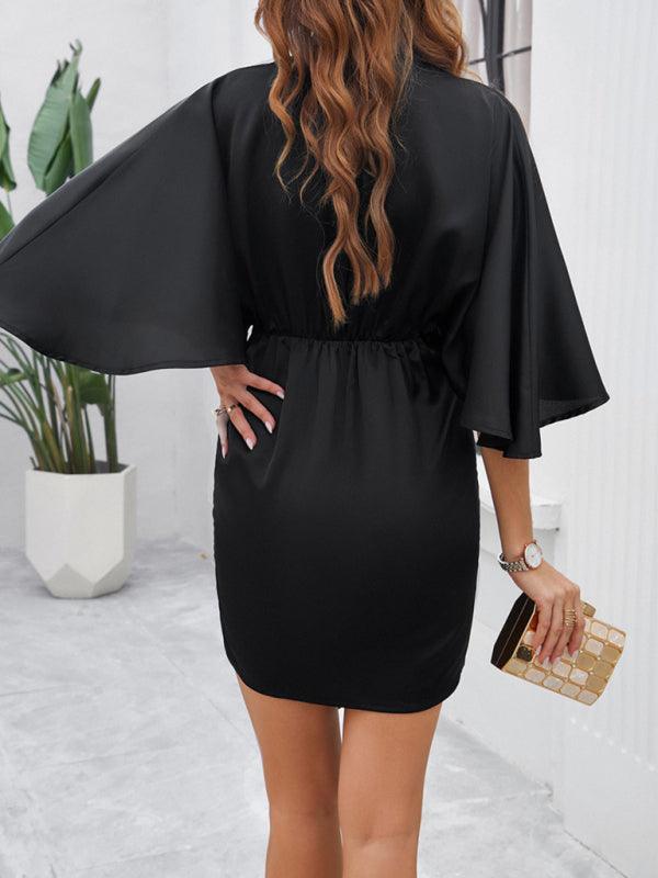 Elegant Solid Color Waist Dress