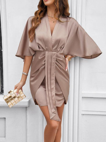 Elegant Solid Color Waist Dress