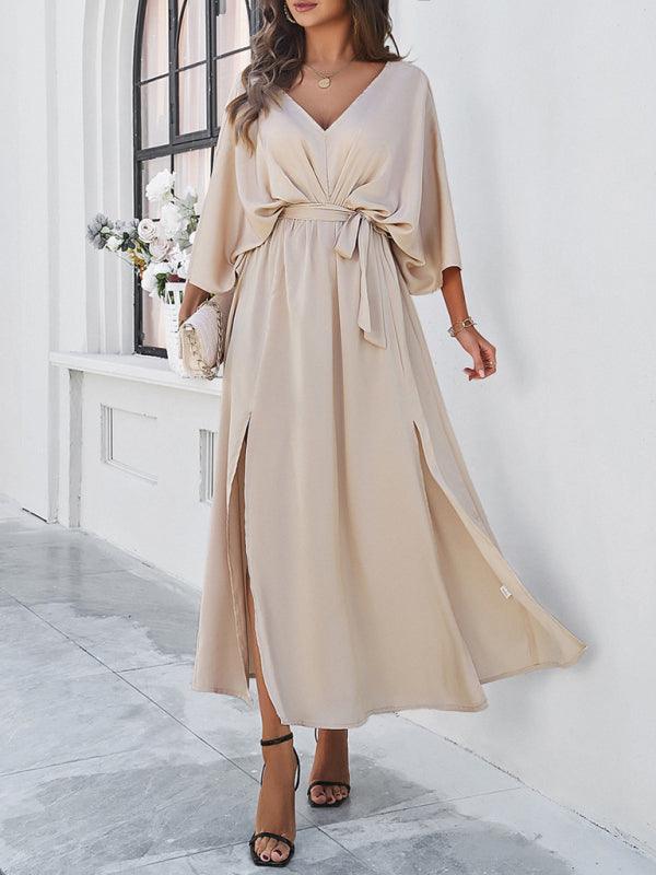 Elegant V-Neck Loose Dress - Loose Dress - Guocali