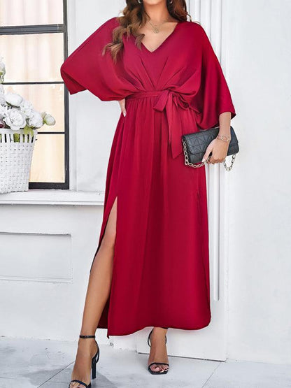 Elegant V-Neck Loose Dress - Loose Dress - Guocali