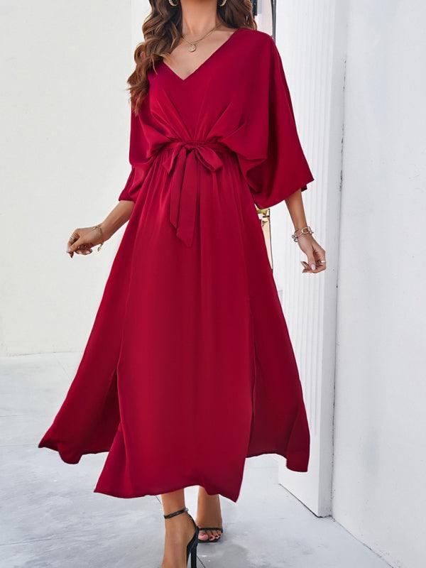 Elegant V-Neck Loose Dress - Loose Dress - Guocali