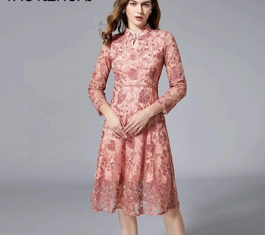 Embroidered Women's Casual Spring Dress - Casual Dress - Guocali