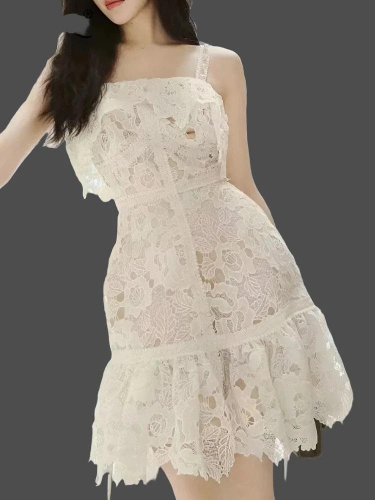 Fairy Style Lace Embroidery Dress - Short Dress - Guocali