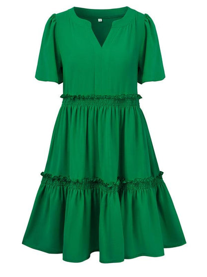 Fashionable Solid Color Ruffle Sleeve Dress - Ruffle Sleeve Dress - Guocali