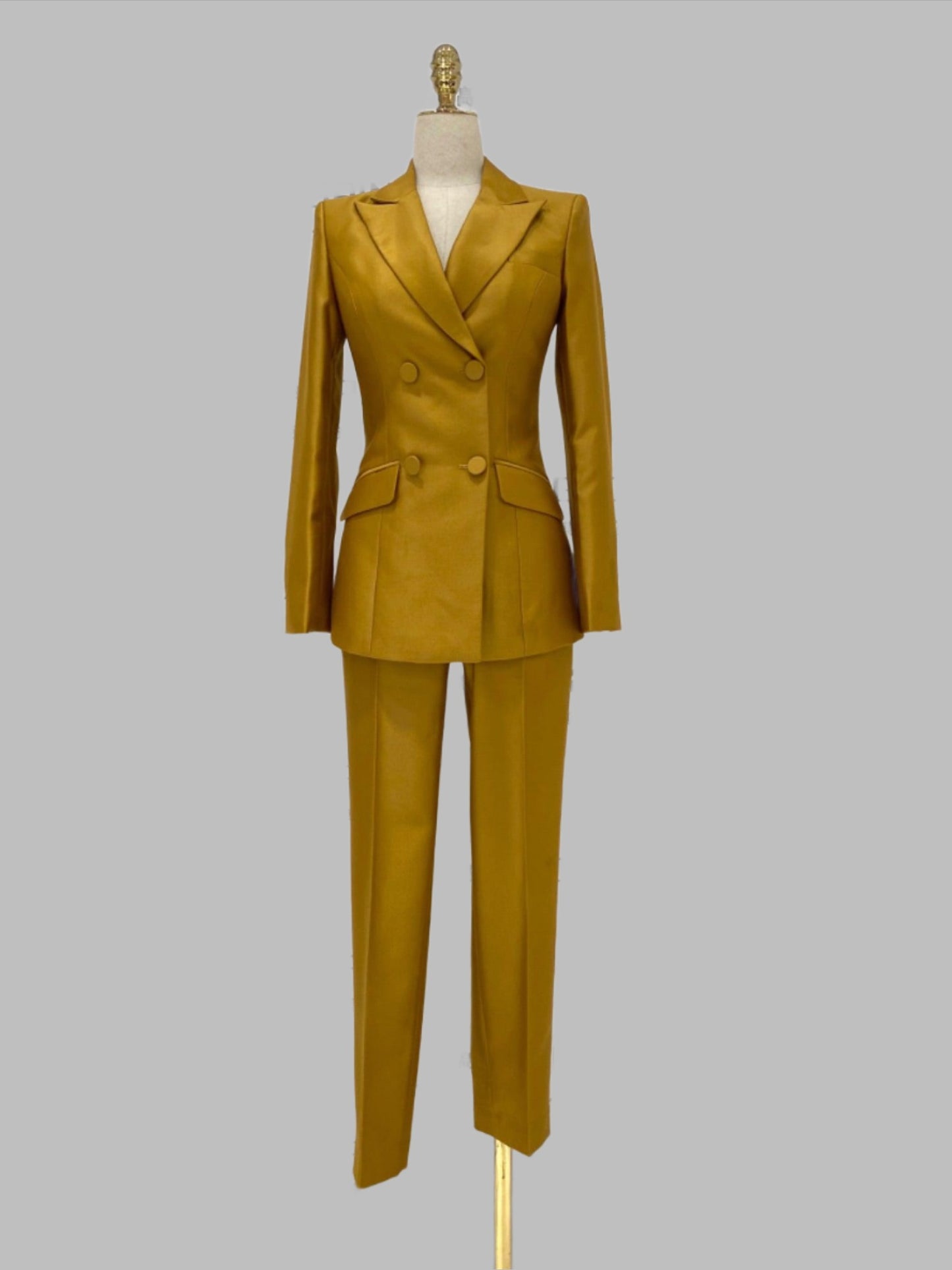 Golden Yellow Two-Piece Suit, Flared Pant Suit - Pantsuit - Guocali