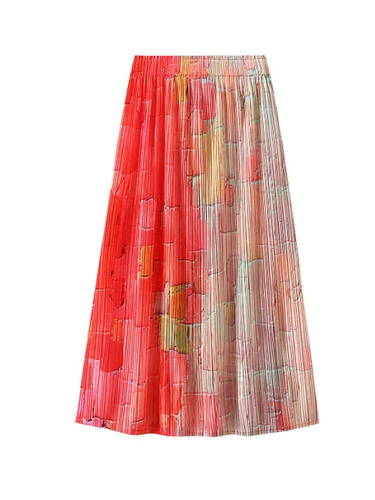 Gradient High Waist A-Line Skirt - A-Line Skirt - Guocali