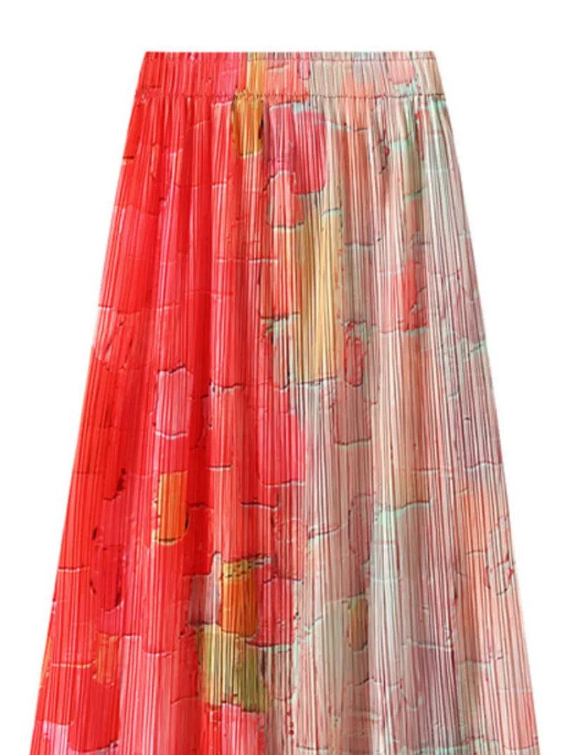 Gradient High Waist A-Line Skirt - A-Line Skirt - Guocali