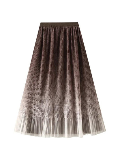 Gradient Mesh Pleated Skirt Multi-color Elegant Women Skirt - Pleated Skirt - Guocali