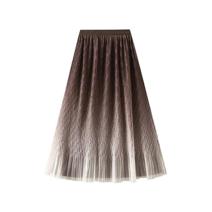 Gradient Mesh Pleated Skirt Multi-color Elegant Women Skirt - Pleated Skirt - Guocali