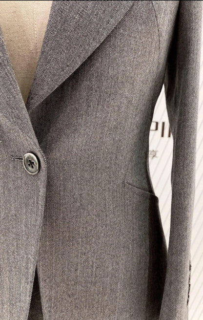 Grey Women Trouser Suit - Worsted Wool Suit - High-end Pantsuit - Pantsuit - Guocali