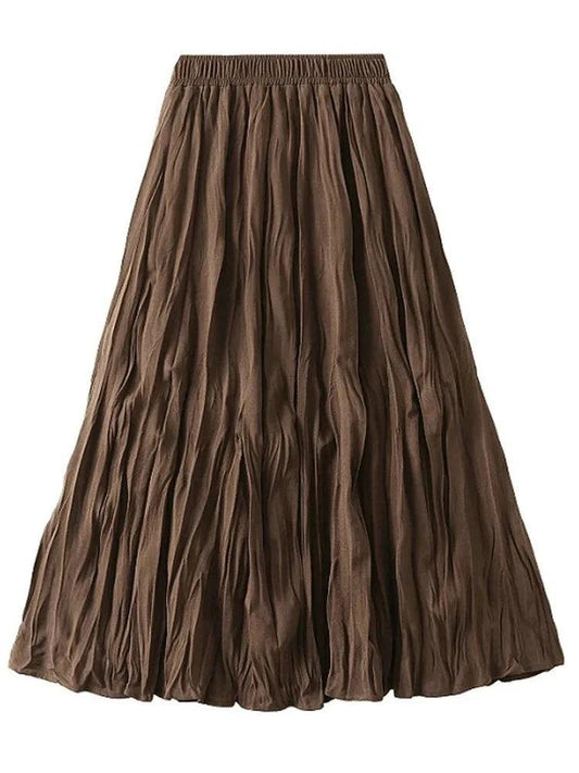 High-Waisted Elastic Pleated Skirt - Pleated Skirt - Guocali