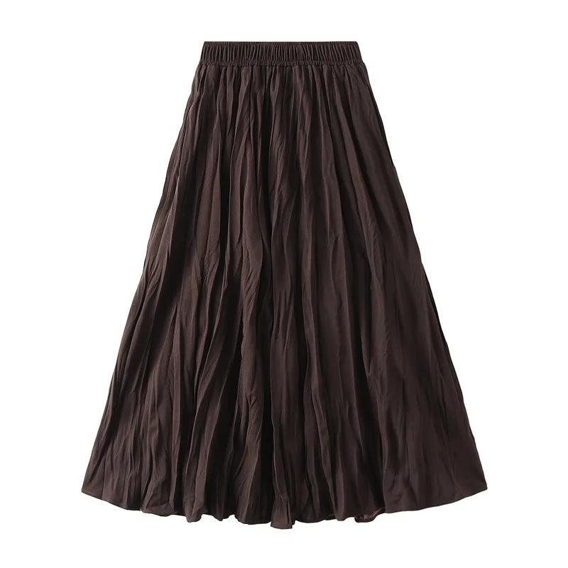 High-Waisted Elastic Pleated Skirt - Pleated Skirt - Guocali