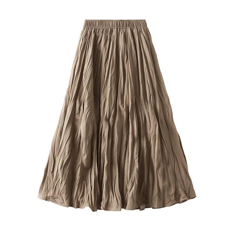 High-Waisted Elastic Pleated Skirt - Pleated Skirt - Guocali