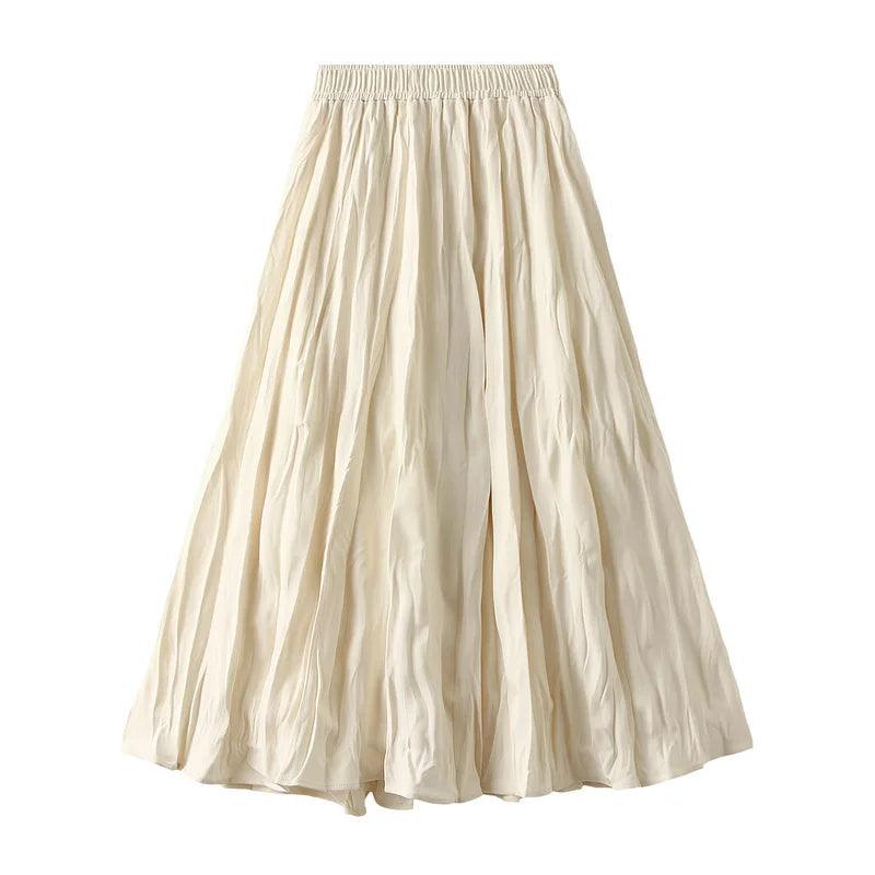 High-Waisted Elastic Pleated Skirt - Pleated Skirt - Guocali