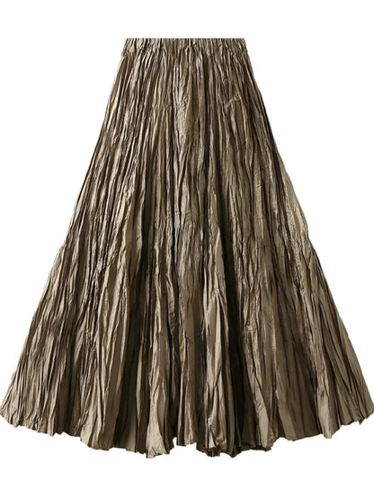 High-Waisted Pleated A-Line Skirt - Pleated Skirt - Guocali