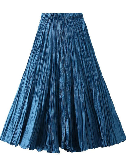 High-Waisted Pleated A-Line Skirt - Pleated Skirt - Guocali