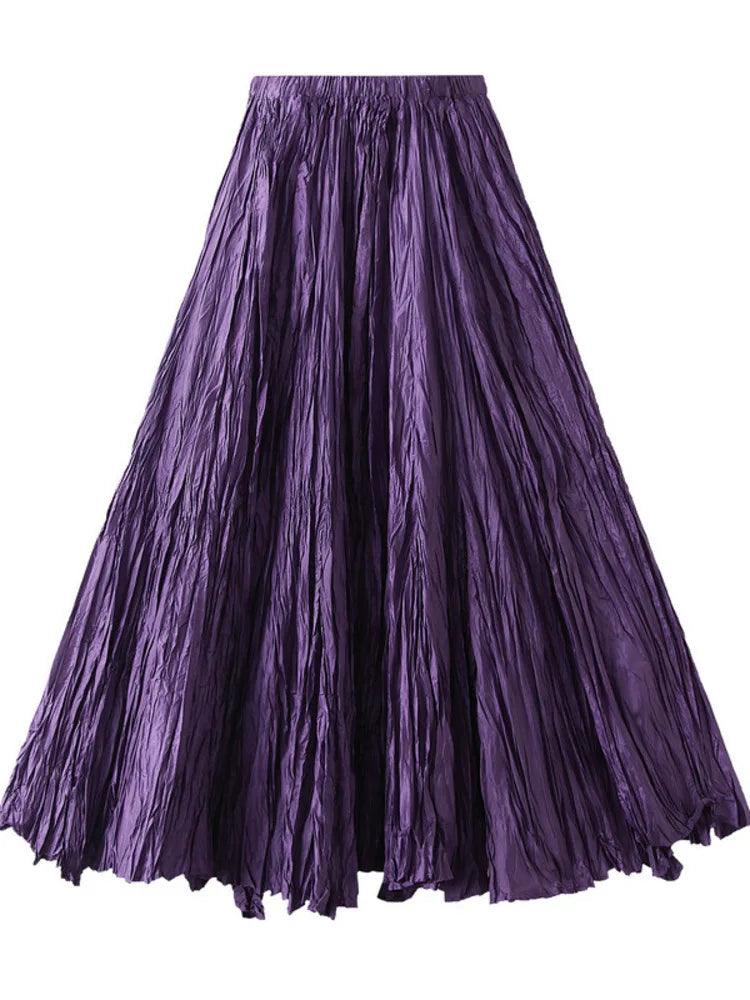 High-Waisted Pleated A-Line Skirt - Pleated Skirt - Guocali