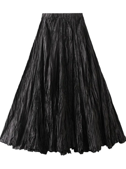 High-Waisted Pleated A-Line Skirt - Pleated Skirt - Guocali