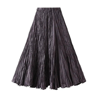 High-Waisted Pleated A-Line Skirt - Pleated Skirt - Guocali