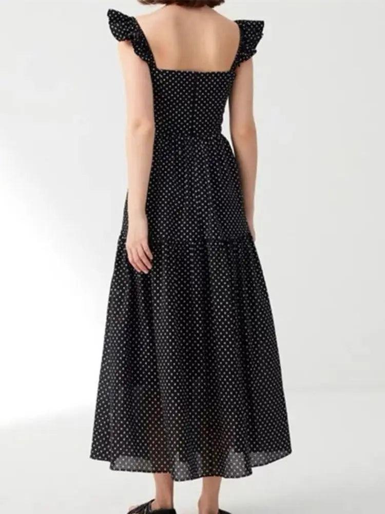 Hollow Lace-Up Long Black Dress - Long Dress - Guocali